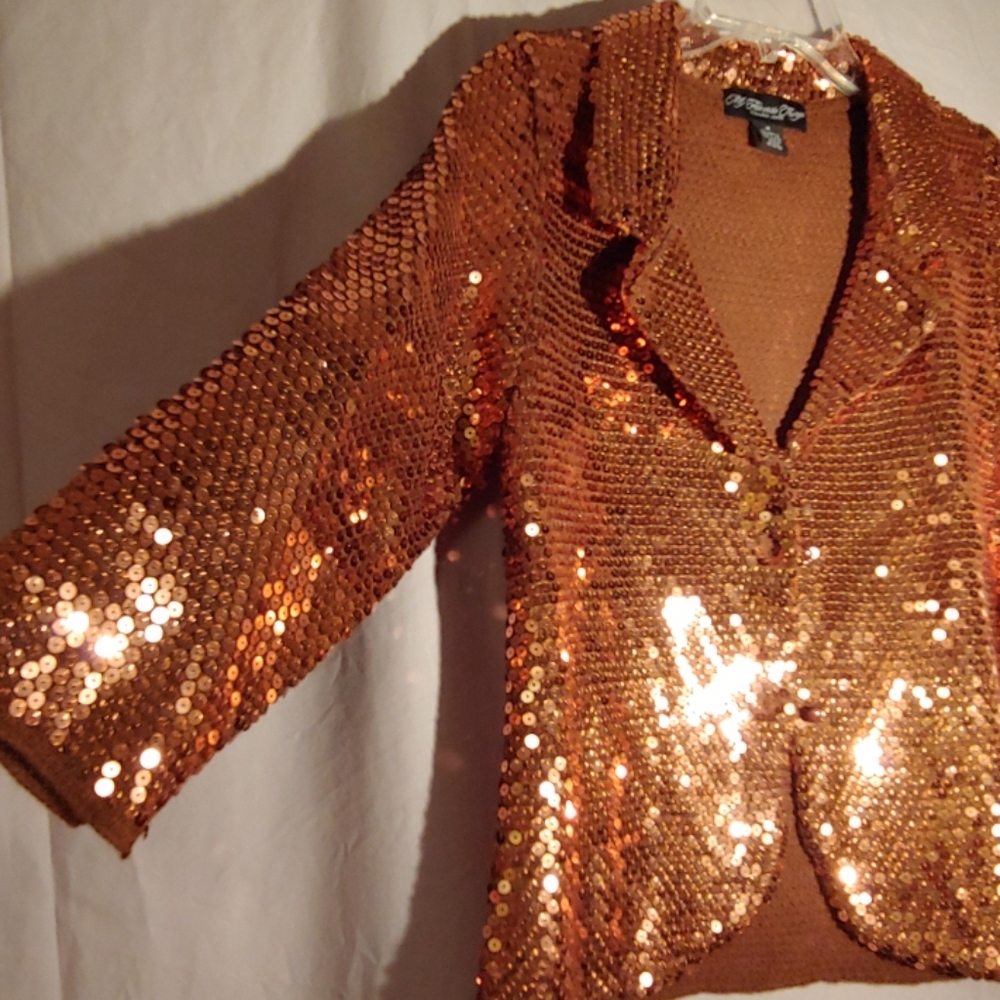 Copper Sequined Sweater Jacket WOW!